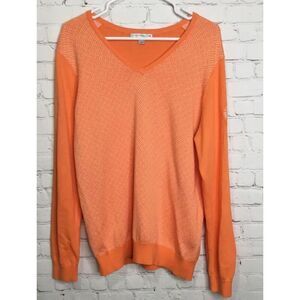 Cutter &‎ Buck Women’s XL Peache Orange Pullover V-neck Cotton Sweater